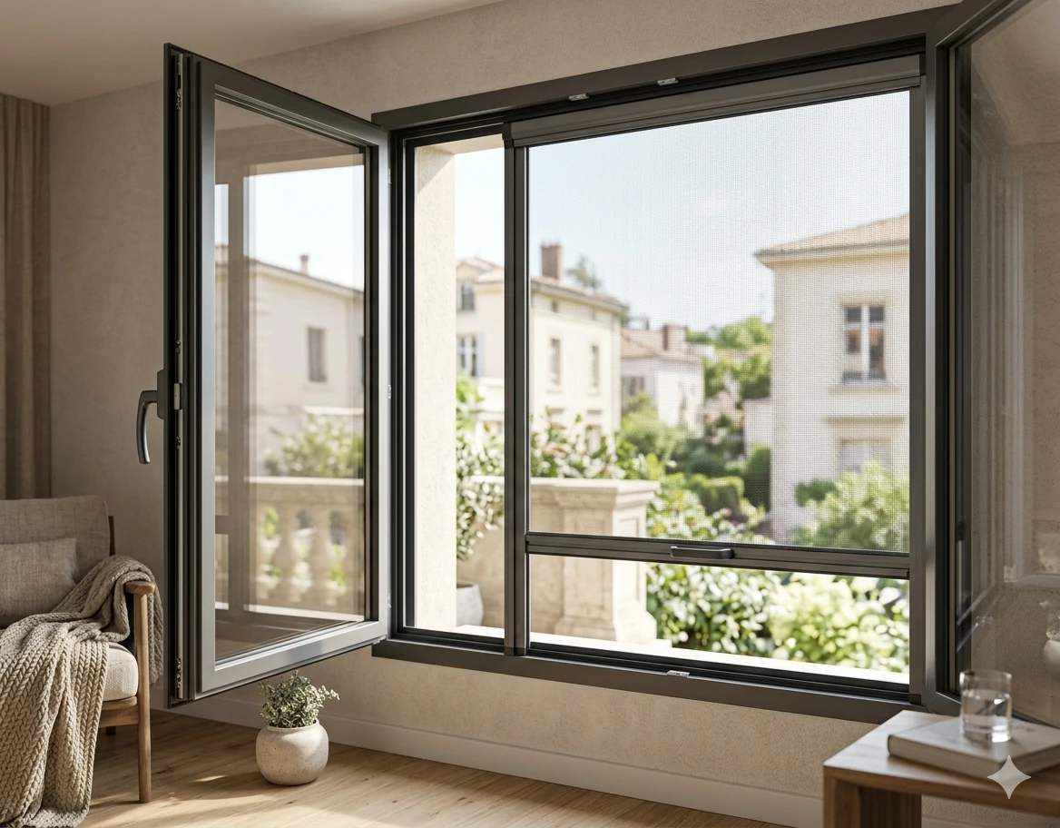 Moustiquaire enroulable sur fenêtre battante à Lyon
